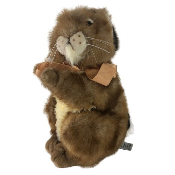 Dakin Brown Real Bunny Sitting Vintage Easter Plush Stuffed Animal Bow 12" - Picture 13 of 15